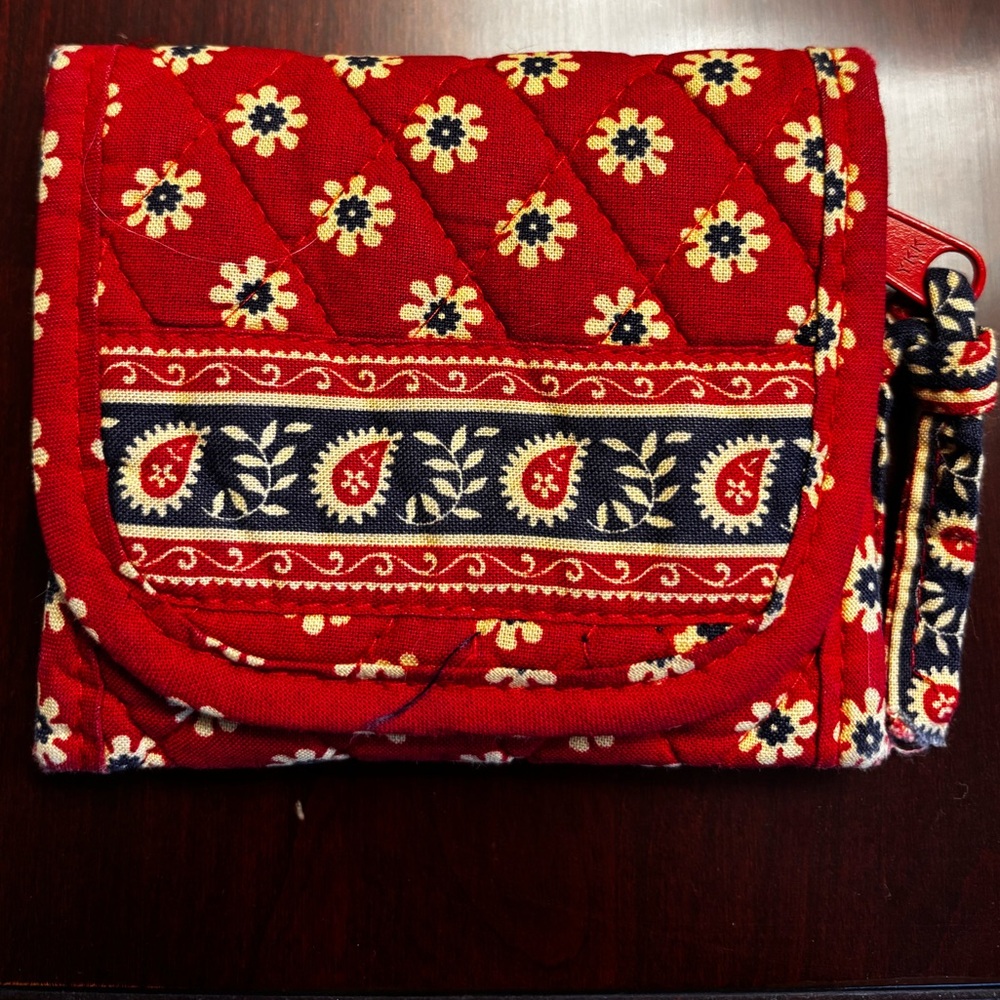 Vera Bradley Red and Navy Floral Quilted Wallet